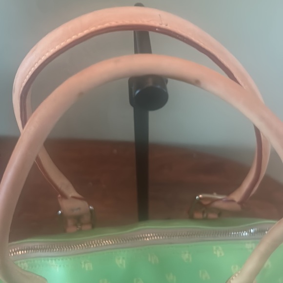 Dooney & Bourke Lime Green Coated Canvas Signature Print Satchel - Picture 11 of 16